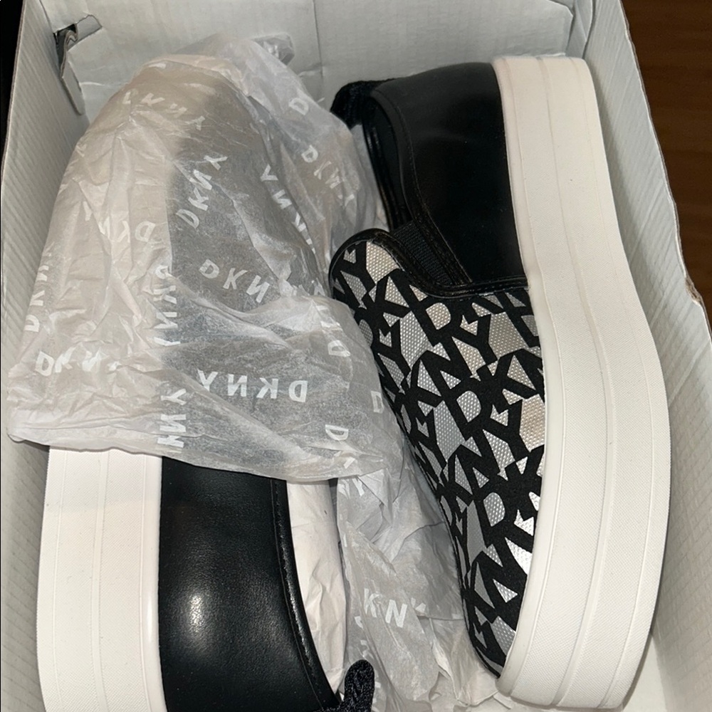 DKNY Black and White Platform Sneakers